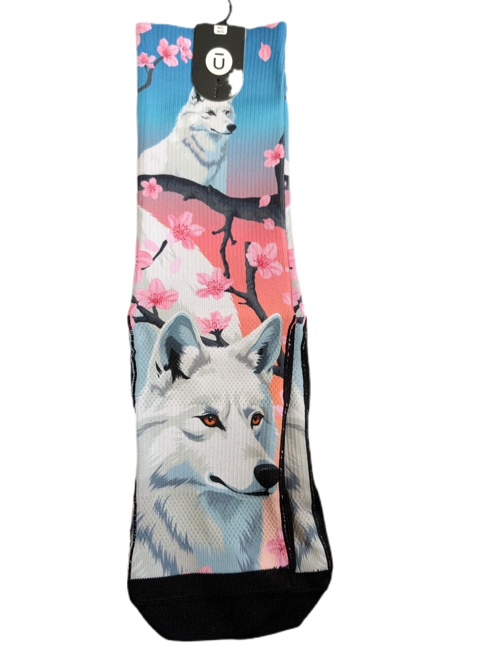 Outway Quarter Crew Socks M/L Lobo Moisture Wicking Cherry Blossom Wolf  Socks